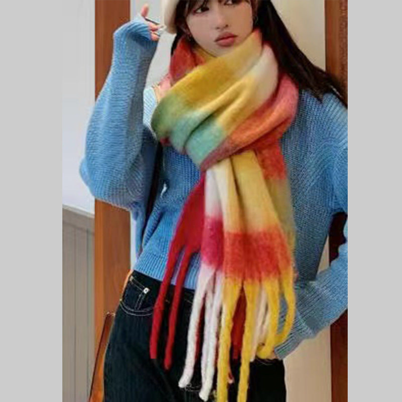 Wholesale Rainbow Autumn/Winter Long Thick Winter Versatile Colorful Scarf