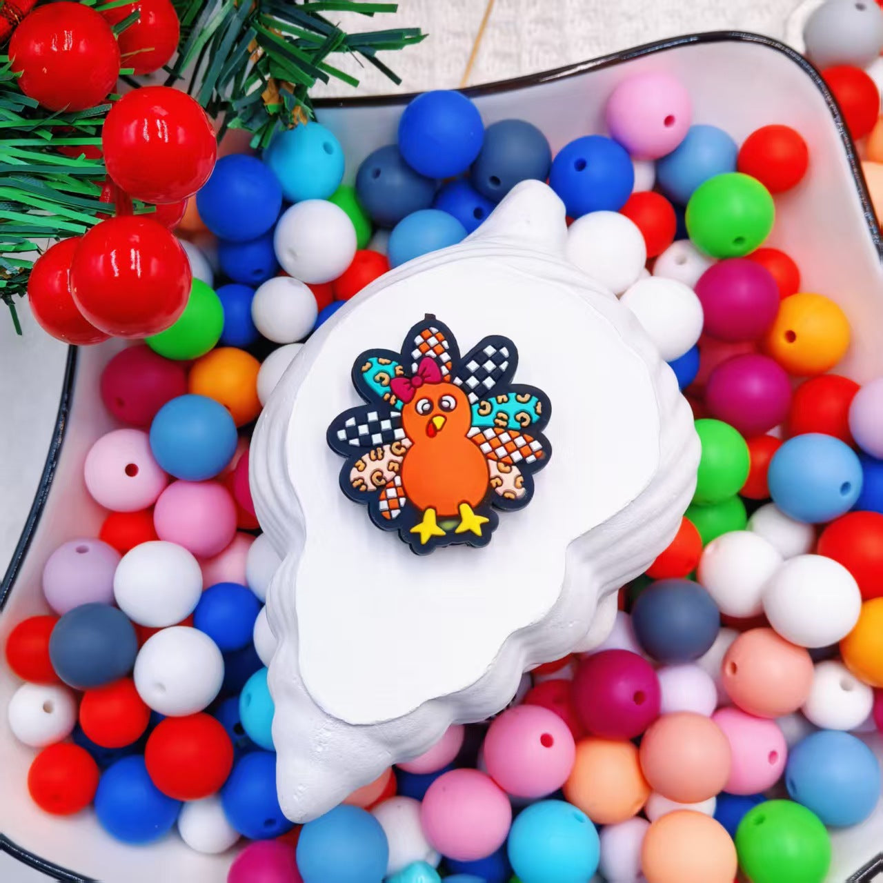 Wholesale 10pcs/pack  Cartoon Beads DIY Silicone 2D Beads