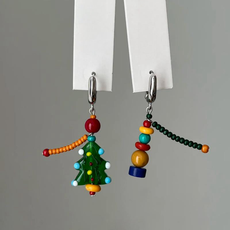 Wholesale Retro colored asymmetrical earrings