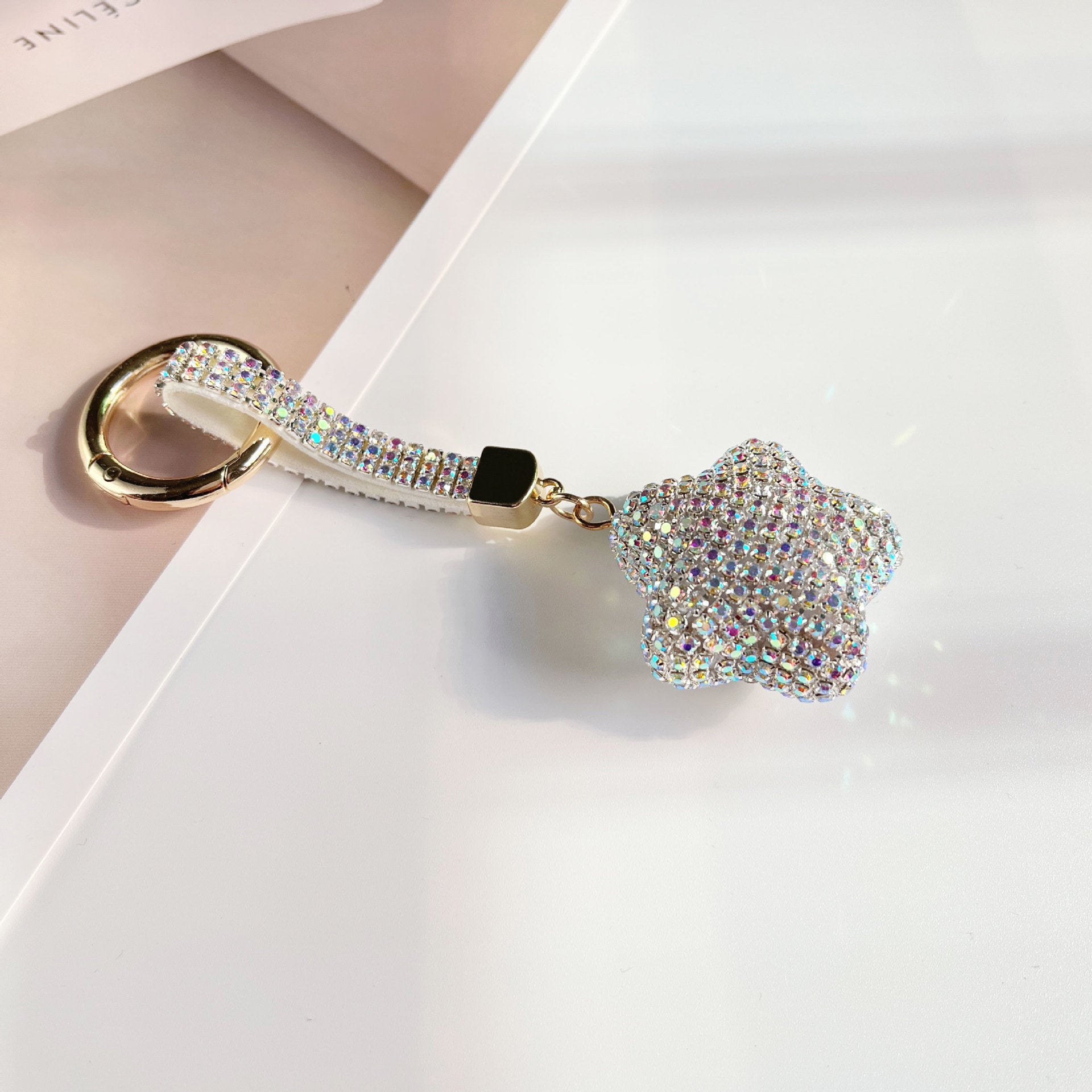 Wholesale Full Set Diamond Five Pointed Star Keychains