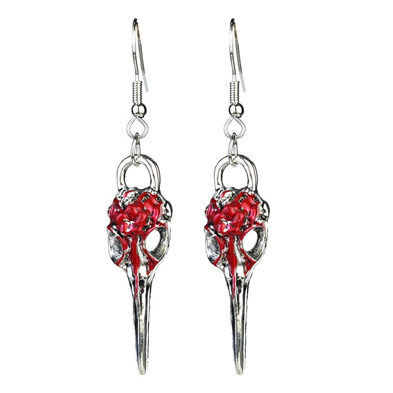 Wholesale 2 Pairs/pack Halloween Horror Blood Skull Skeleton Heart Skull Bird Earrings