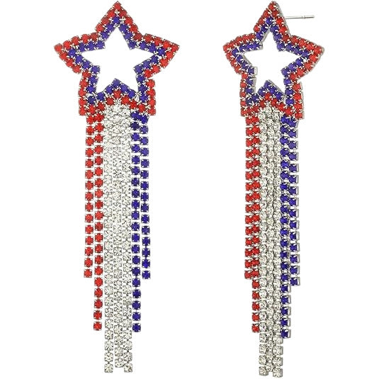 Wholesale Independence Day  Heart Shape Rhinestone Dangle  Bohemian Earrings