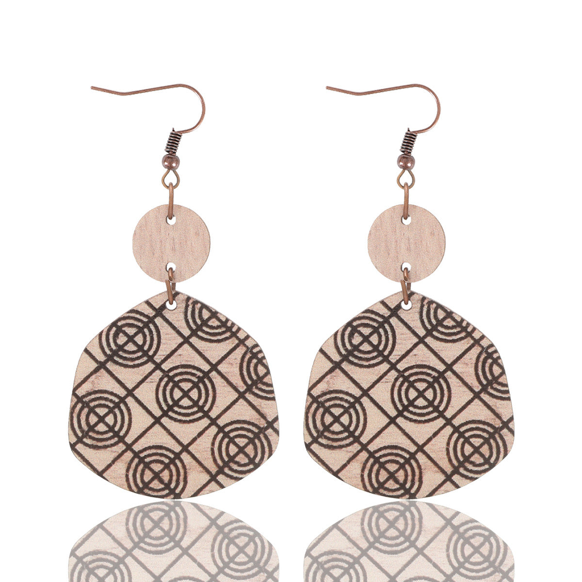 Wholesale Vintage Western Wood Print Leopard Leaf Pattern Earrings