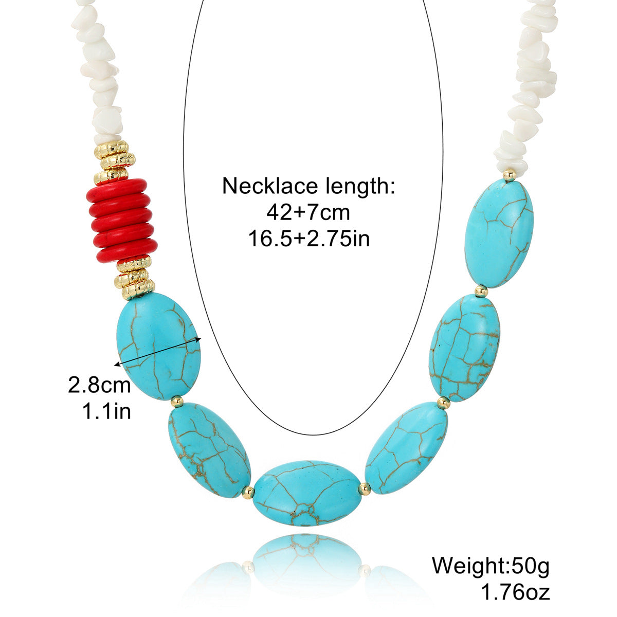Wholesale Bohemian Ethnic Style Exaggerated Retro Turquoise Necklace