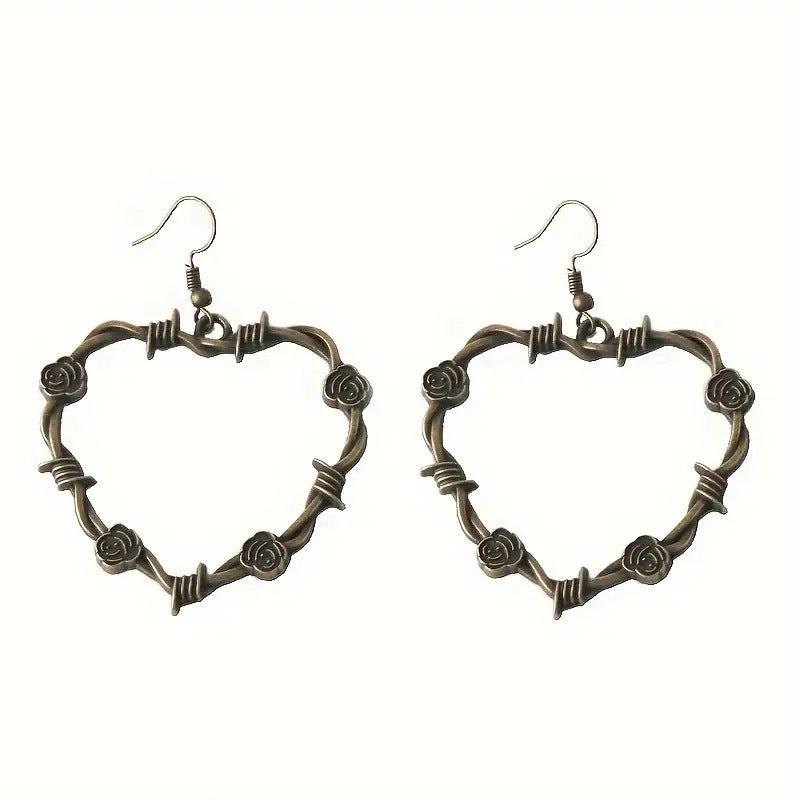 Wholesale Simple thorn rose heart earrings