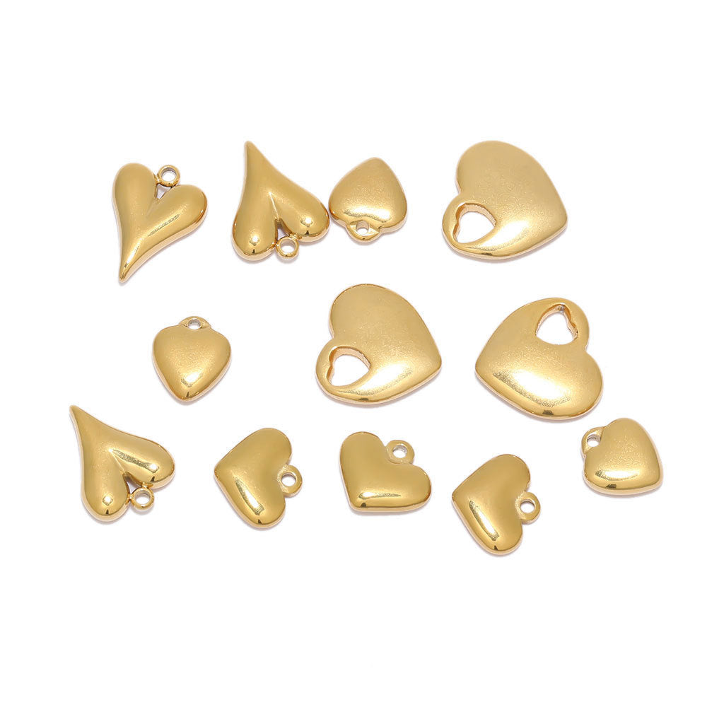 Wholesale 5PCS/PACK Stainless Steel Three-dimensional Peach Heart Small Pendant DIY Jewelry Pendant