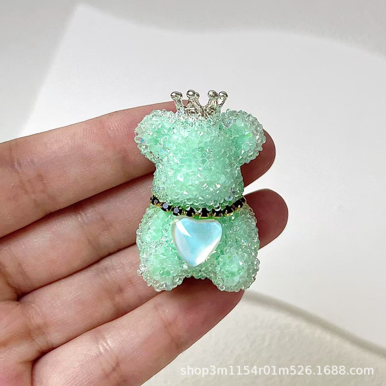 Wholesale Double-sided 3D Sugar Heart Crown Little Bear DIY Handmade Beads