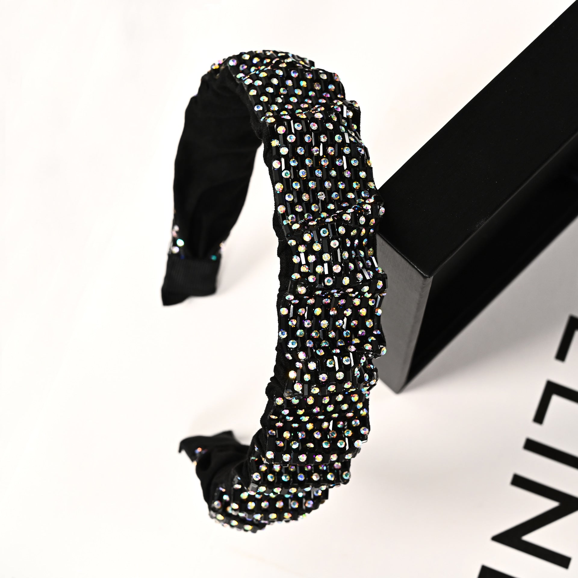Wholesale Colorful Pleated Full Diamond Sparkling and Dazzling Personality High-end Wide Edge Headband