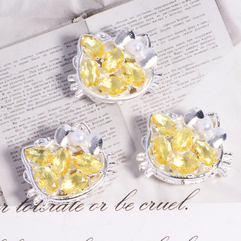 Wholesale Cat Rhinestone Straight Hole Loose Bead DIY