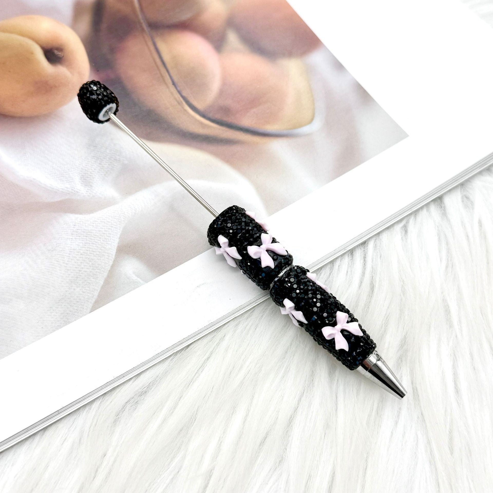 Wholesale 2pcs DIY Bow Full Rhinestone Beaded Pen Valentine' s Day Gift Pen