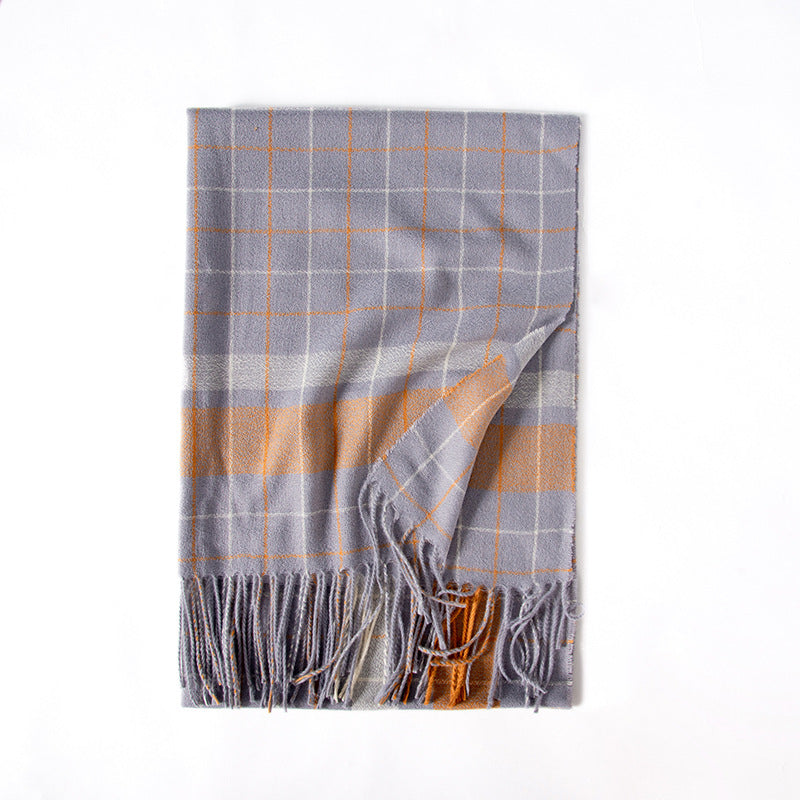 Wholesale 2023 Autumn/Winter Plaid Imitation Cashmere Tassel Scarves