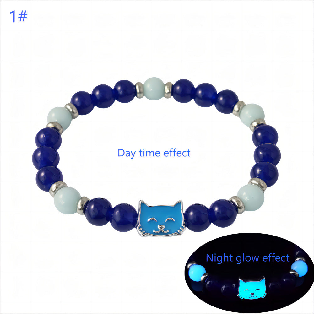 Wholesale Halloween alloy double-sided luminous cat bracelet