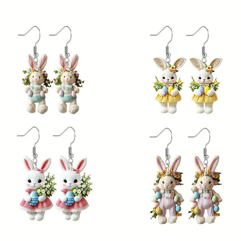 Wholesale Pink Rabbit Cartoon Valentine' s Day Acrylic Earrings