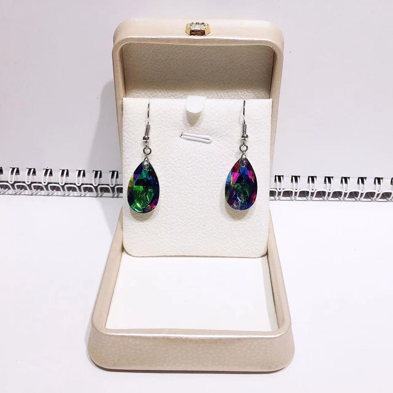 Wholesale crystal glass water drop fashion net red earrings