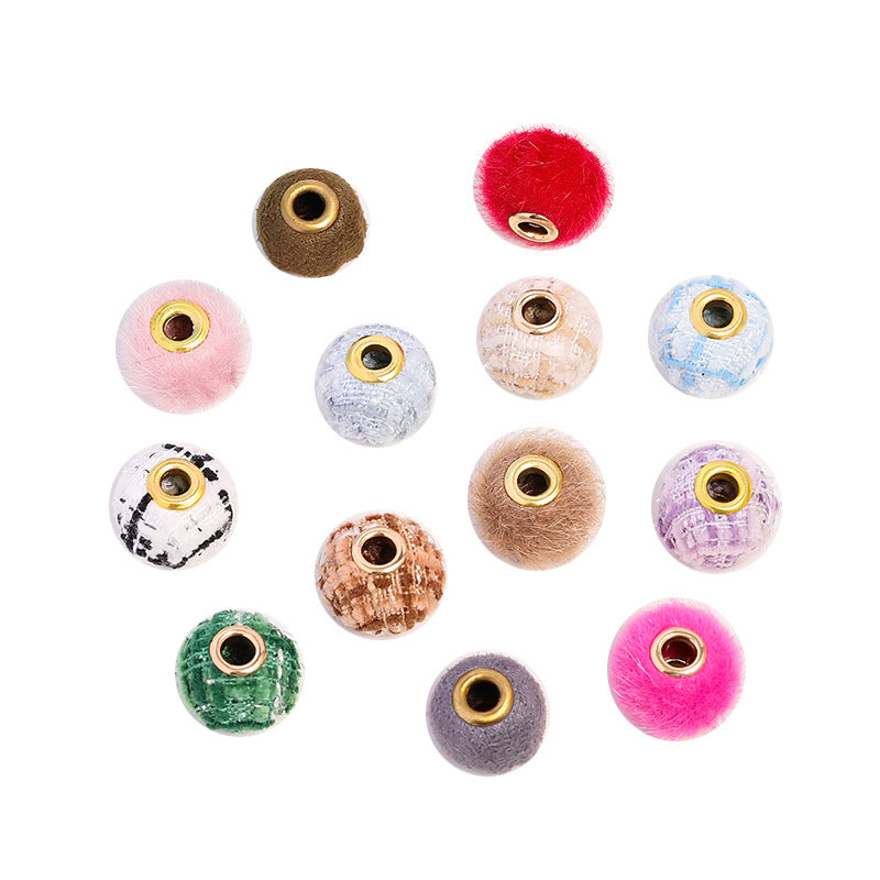 Wholesale 50PCS Colored Fuzzy Balls Metal Straight Hole Loose Beads