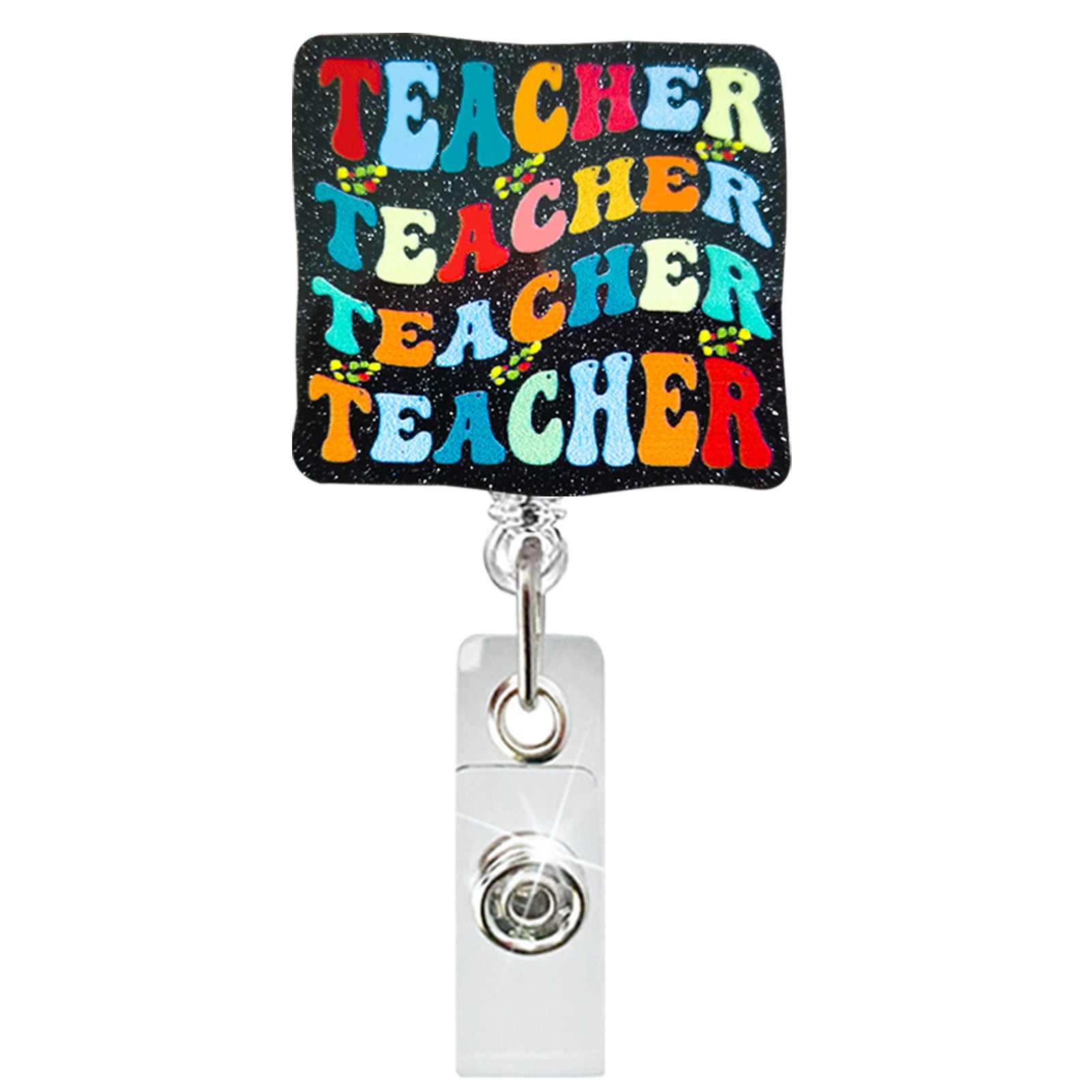 Wholesale Teacher Rainbow Acrylic Retractable Keychain
