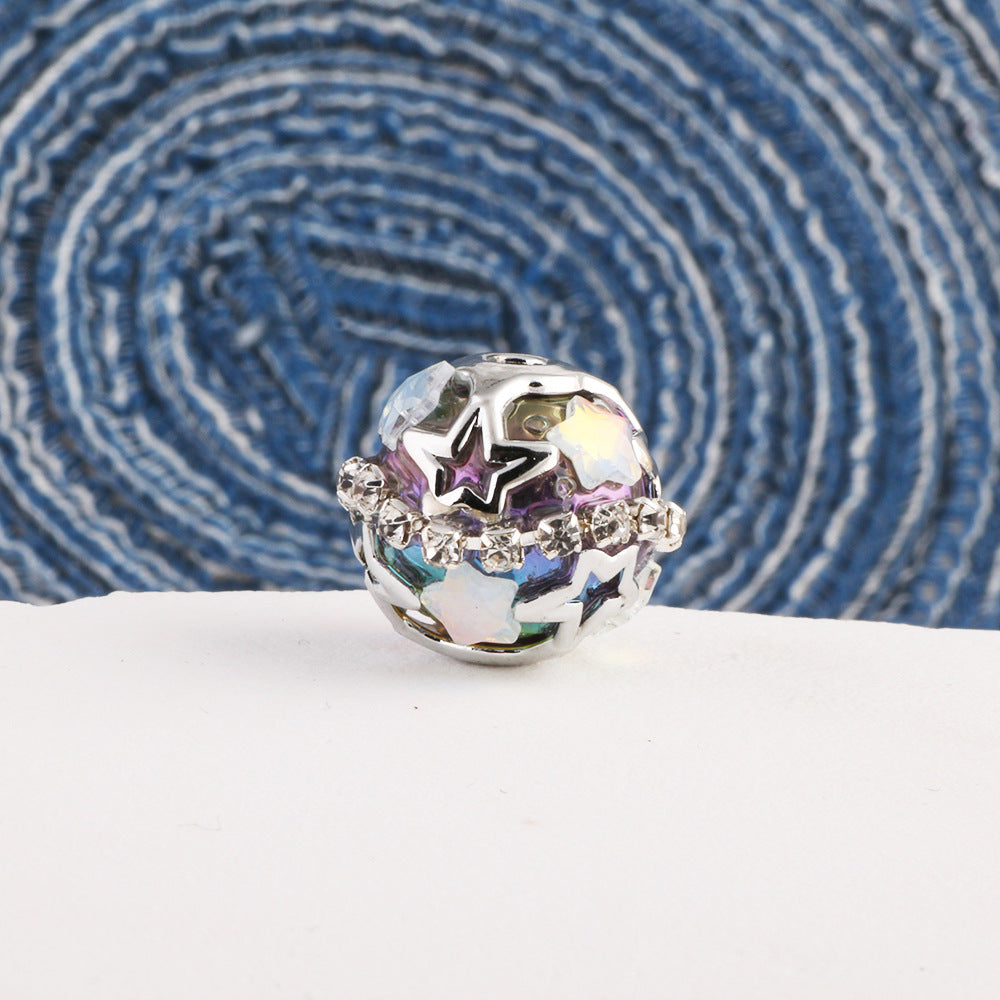 Wholesale 10pcs Starry Sky Round Beads Soft Clay Drill Balls Straight Hole DIY Accessories Beads