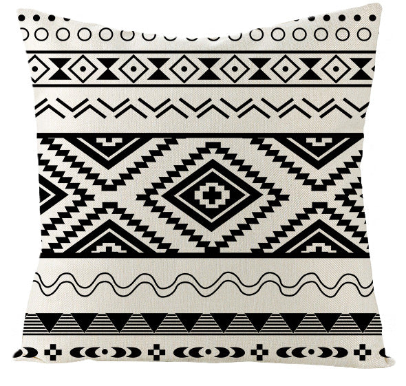 Wholesale Moroccan Black and White Geometric Linen Pillowcases