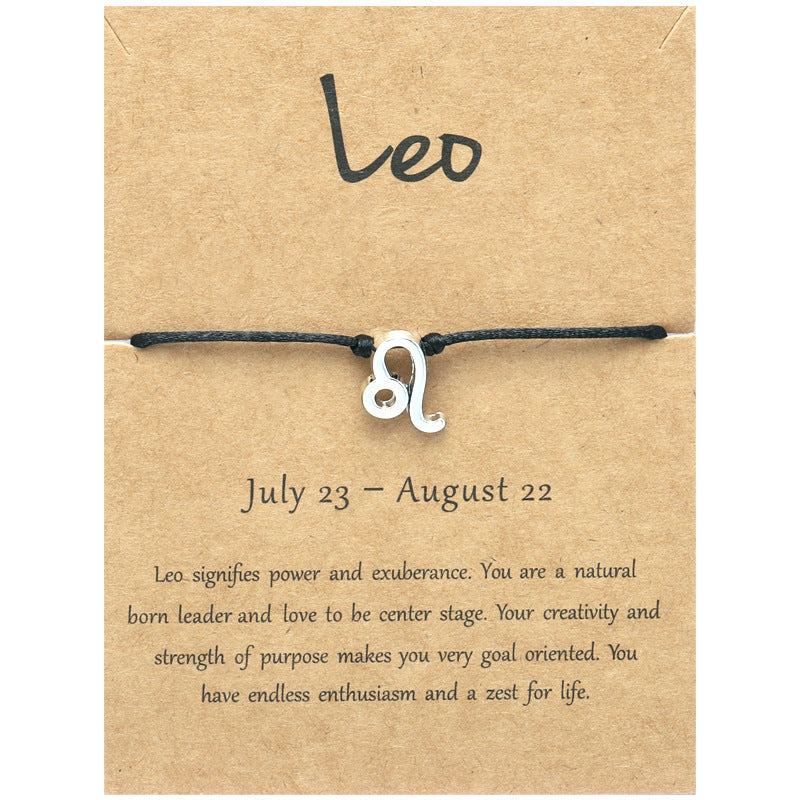 Wholesale Twelve Constellation Adjustable Black Cord Bracelet