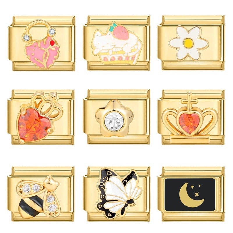 Wholesale  DIY Gold-bottom Light Luxury Creative Personalized Bracelet Charms