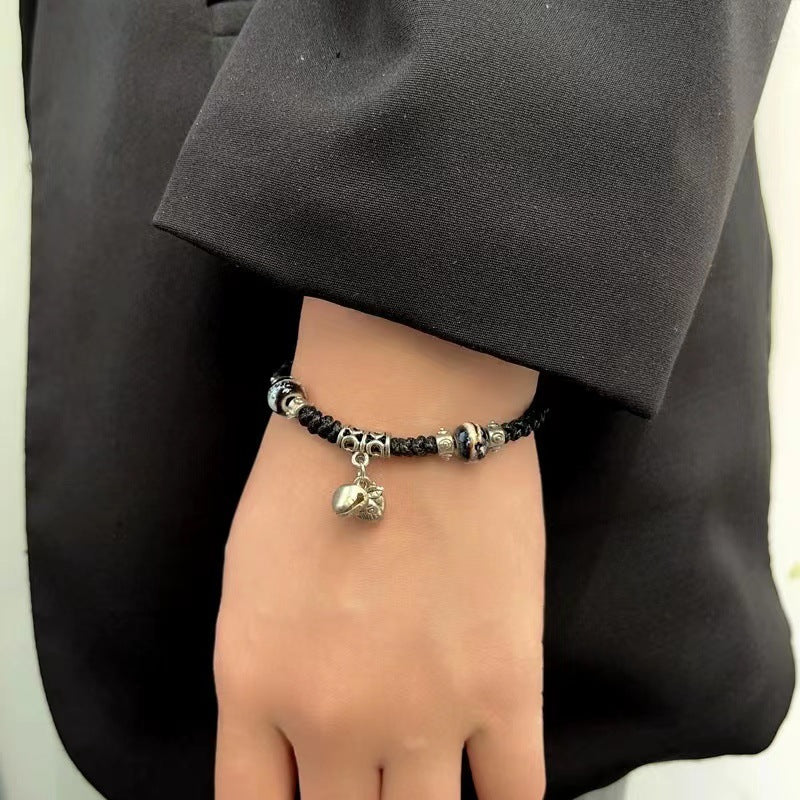 Wholesale Vintage Ceramic Bells Safety Lock Handwoven Rope Bracelets