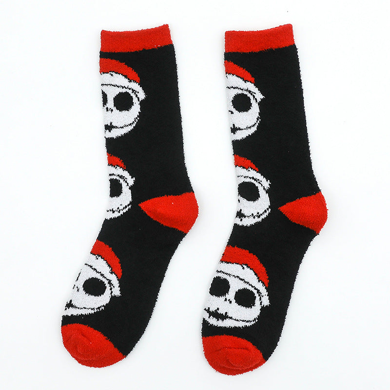 Wholesale Christmas Halloween Cartoon Personality Coral Fleece Long Socks