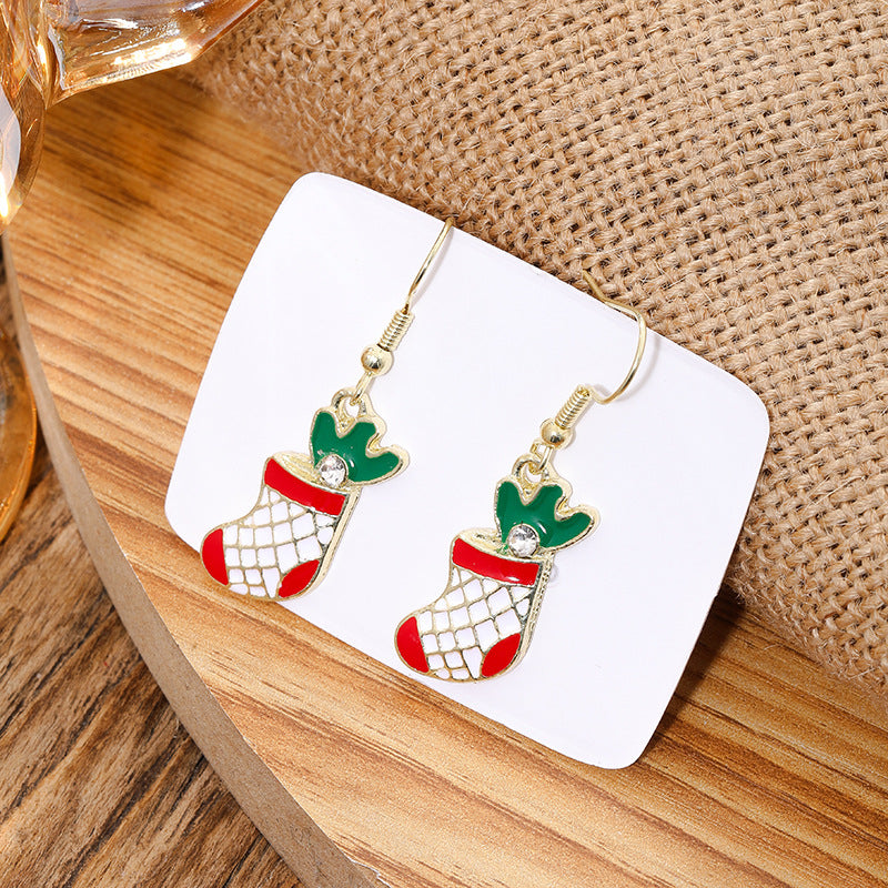 Wholesale Christmas snowflake candy bell reindeer earrings