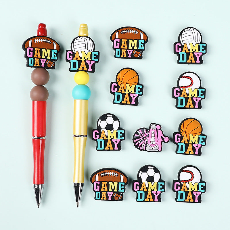 Wholesale 20pcs Epoxy Cartoon Football Silicone Personalized Beads