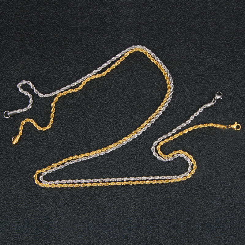 Wholesale 3mm Stainless Steel Twist Chain Necklaces