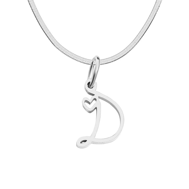 Wholesale Letter Pendant Titanium Steel Short Clavicle Chain