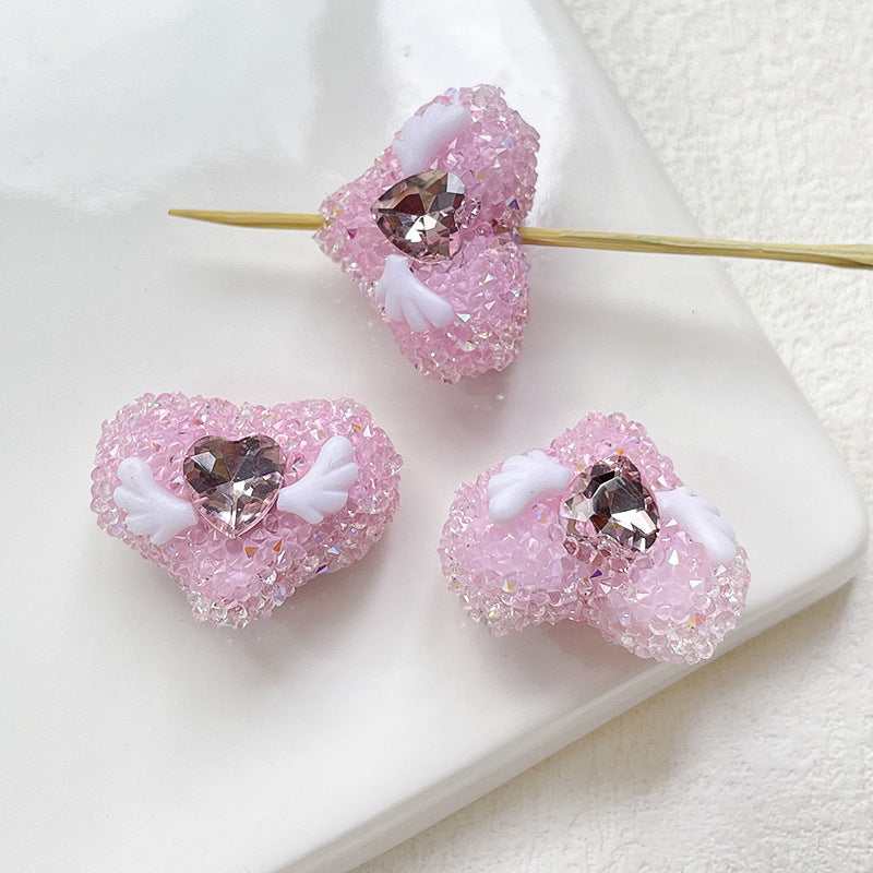 Wholesale 10pcs Colorful Gothic Punk Full Diamond Love Acrylic Beads