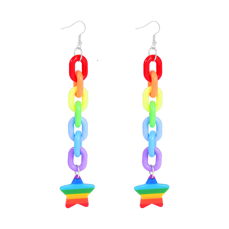 Wholesale Rainbow Flag Love Heart Alloy Pendant Drip Oil Earrings