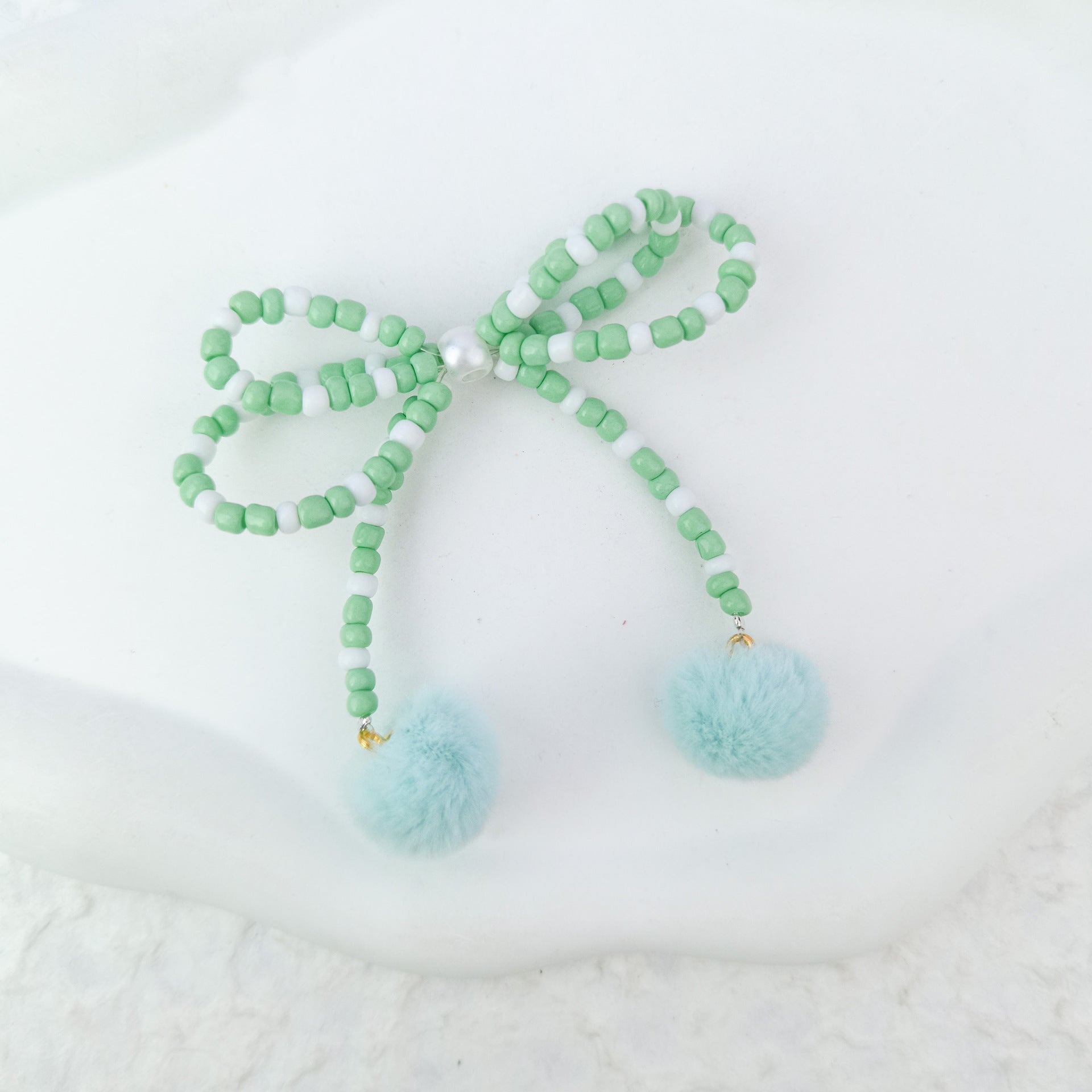 Wholesale 5pcs Through Hole Pen Double Layer Bead Bow DIY Mobile Phone Chain