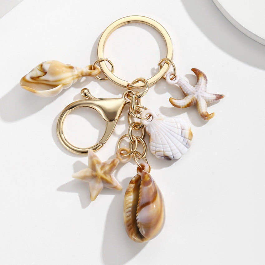 Wholesale Seaside Vacation Shell Conch Sea Star Pentagram Keychain