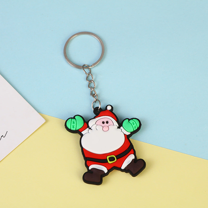 Wholesale 50pcs PVC Double-sided Christmas Keychain