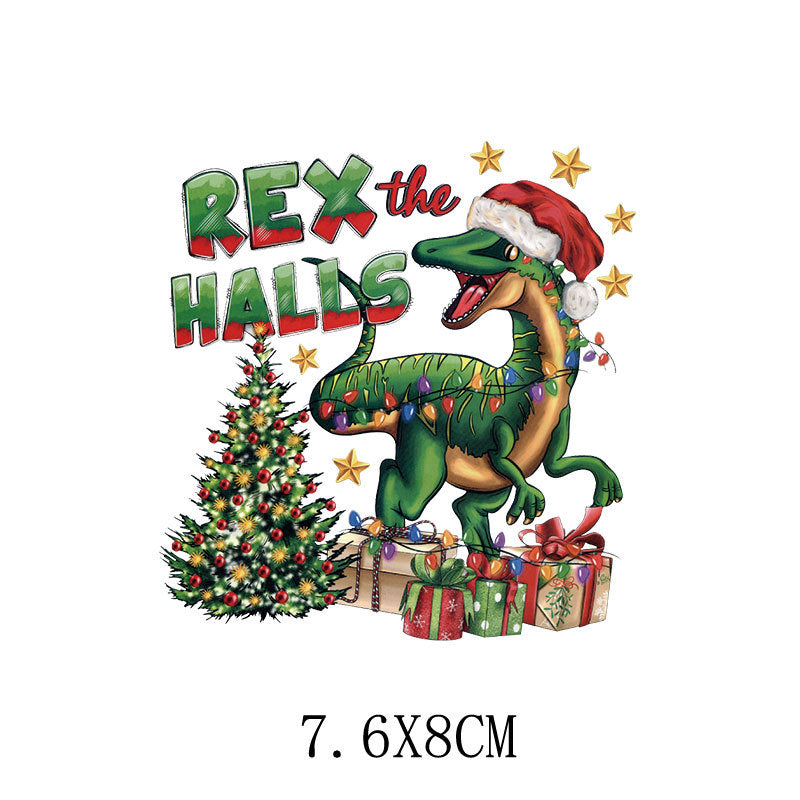 Wholesale Green cartoon Christmas heat transfer pattern   UV DTF Ready to Press Transfers Wraps