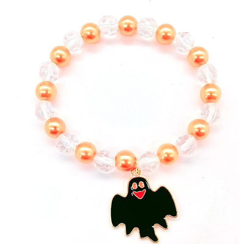 Wholesale New Halloween Handmade Beaded Hand Decorated Pumpkin Alloy Bracelet
