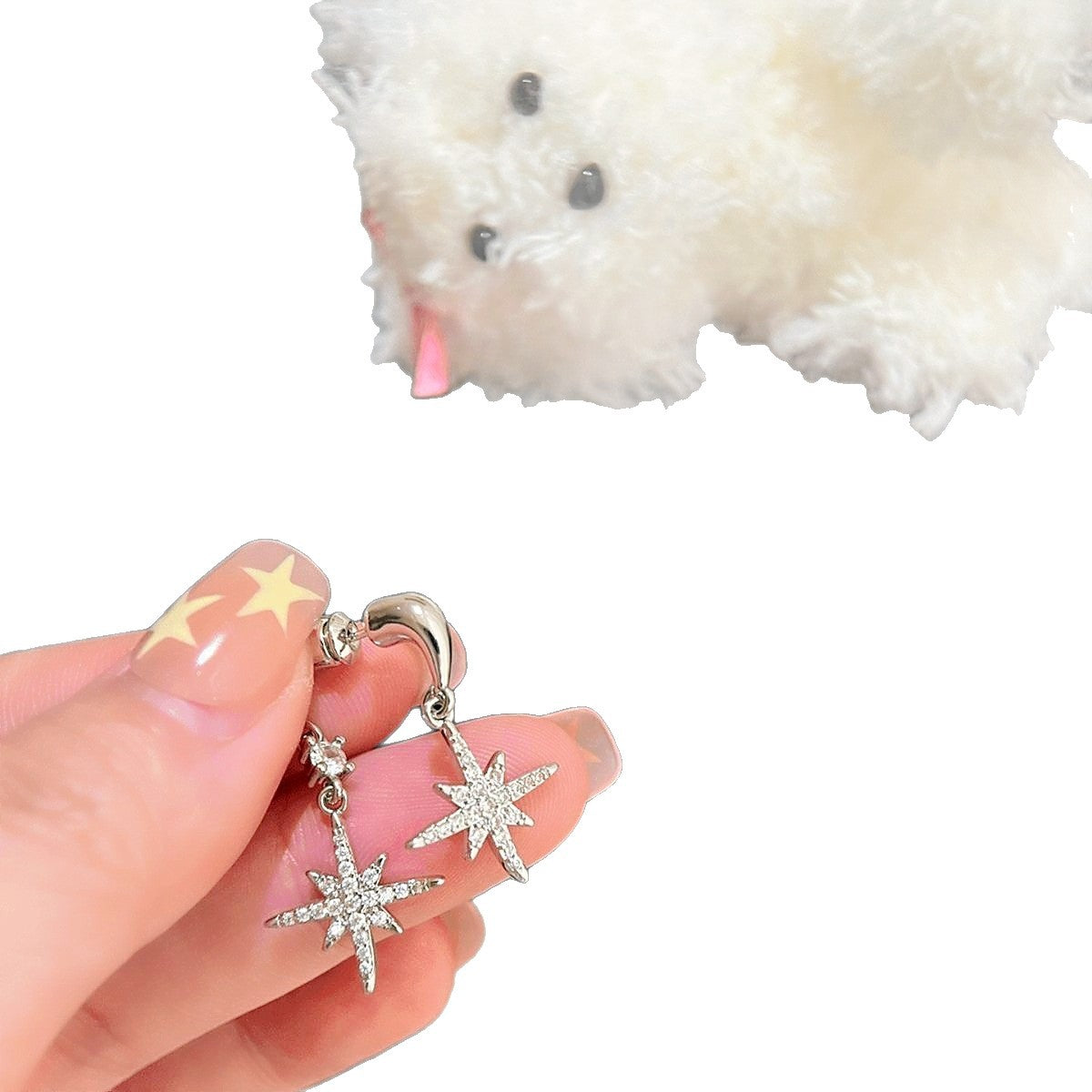 Wholesale Silver sparkling zircon octagonal Blingbling Earrings