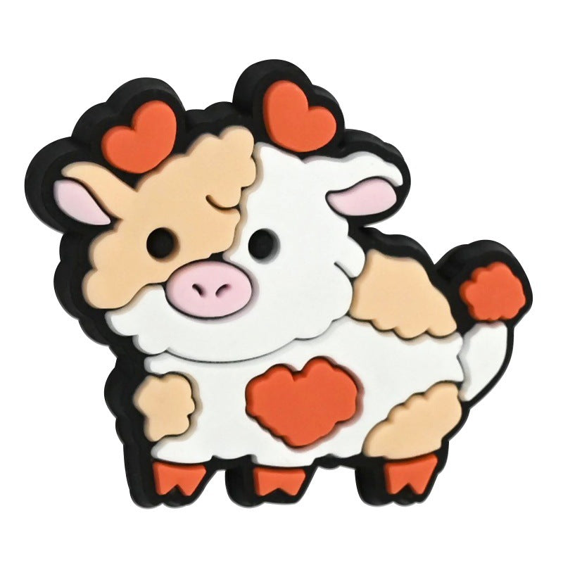 Wholesale Random 100pcs Cartoon Colorful Cow Series Pvc Soft Glue Double-Sided Focus Beads