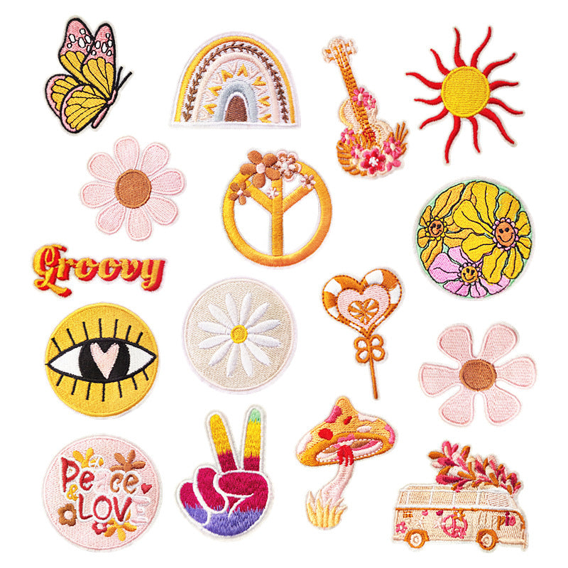 Wholesale Embroidered Butterfly Cartoon Floral Iron On Patch For Hat Decorative Fashion Accessory
