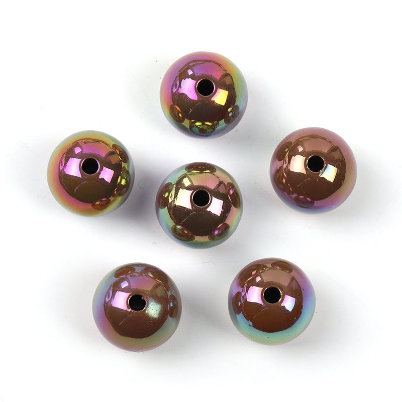 Wholesale 100pcs UV color plated solid color round beads 16mm acrylic beads