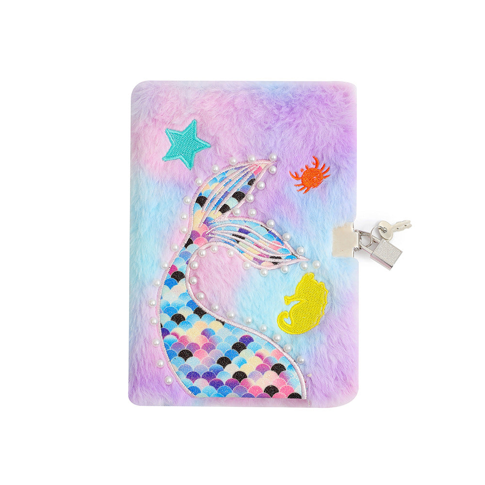 Wholesale Tail plush notebook with lock diary