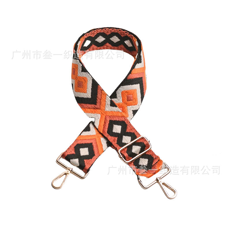 Wholesale All-match Ethnic Style 3.8cm Diamond Jacquard Adjustable Lengthened Retro Style Bag Strap