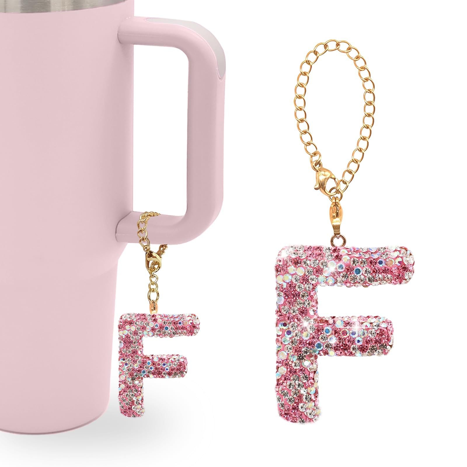 Wholesale Pink Diamond English Letter Water Cup Chain Pendant Cup Accessories