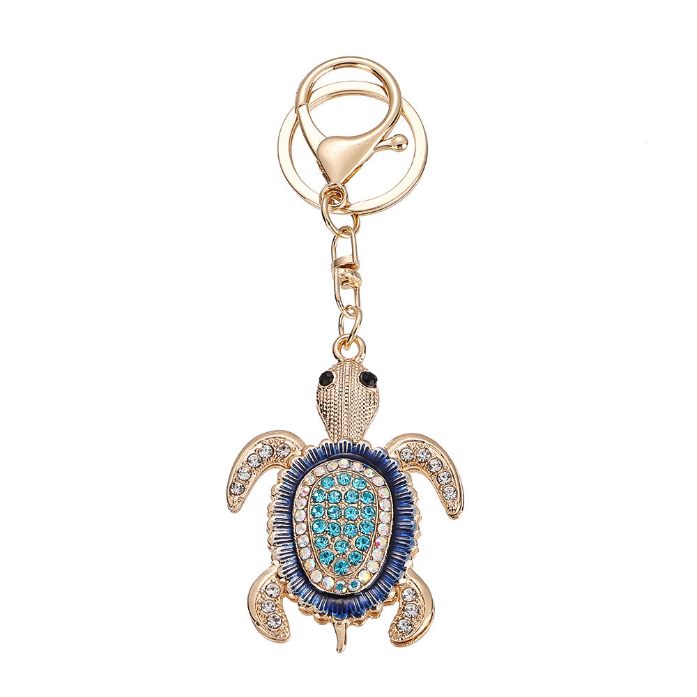 Wholesale Diamond studded turtle cute pendant metal keychain