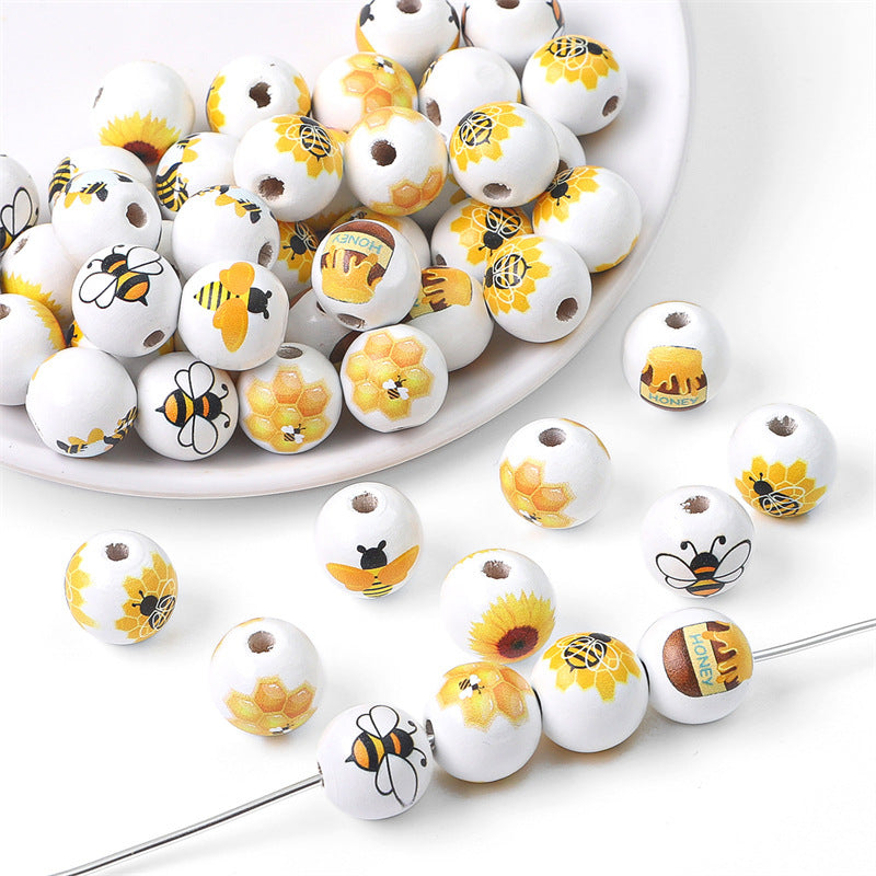 Wholesale 10PCS Christmas Cartoon Snowman Wood Beads