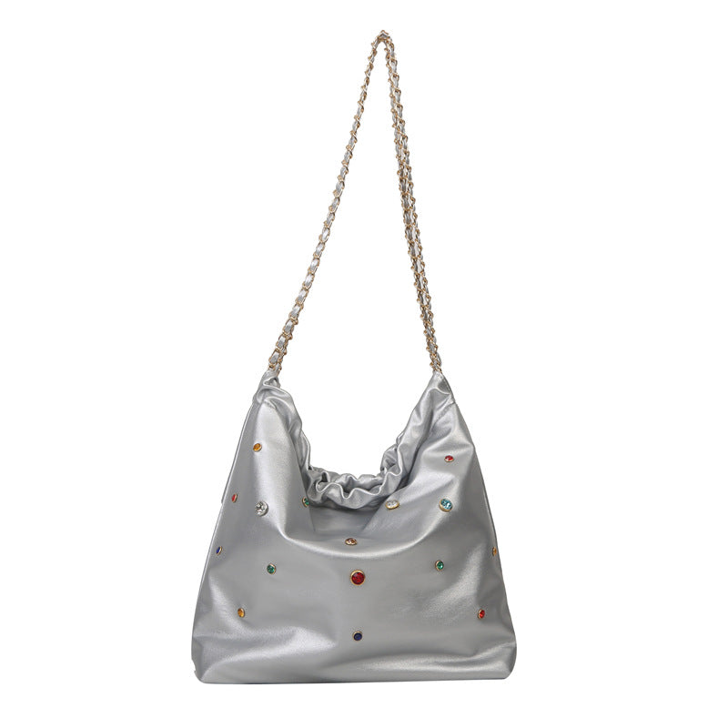 Wholesale 2023 Colorful Diamond Decorative PU Single Shoulder Diagonal Cross Casual Square Bag