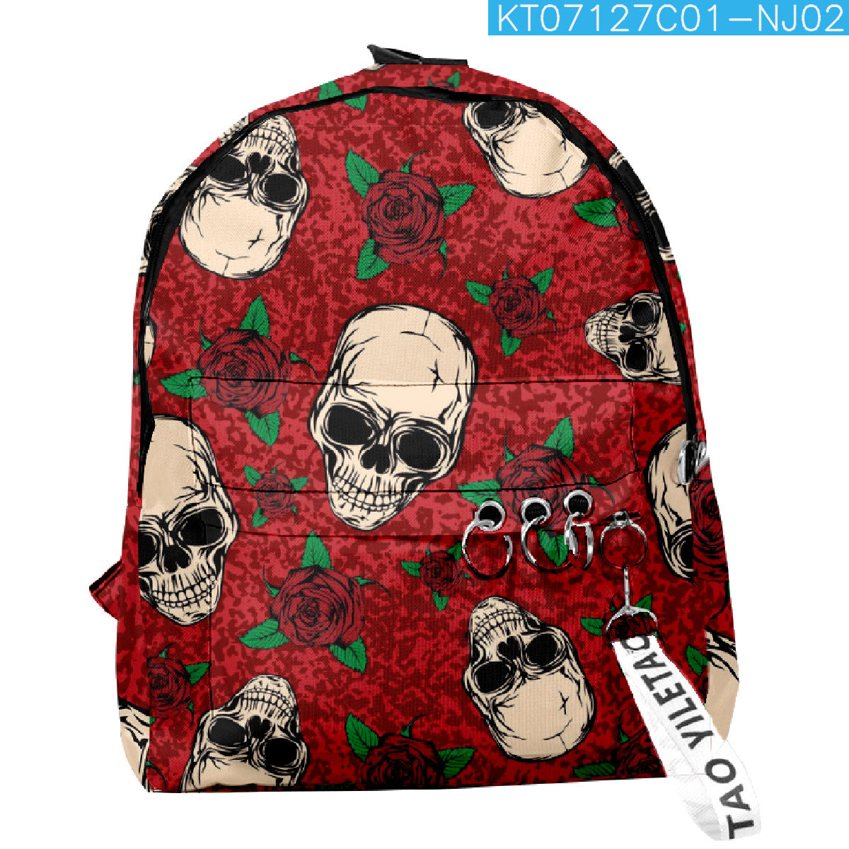 Wholesale 2023 Summer New Flower Skull Oxford Backpack