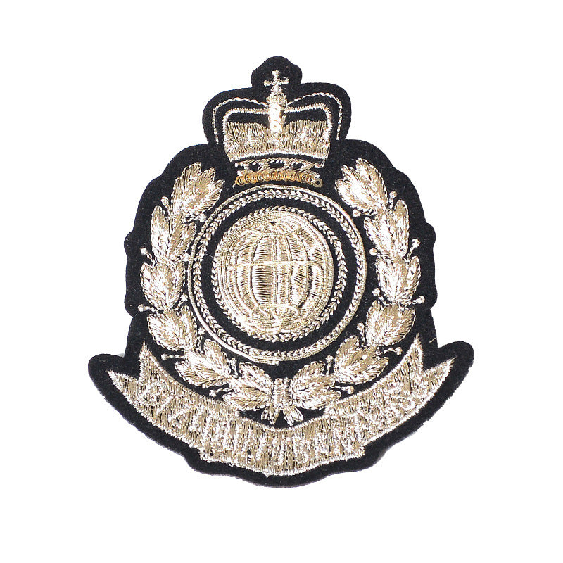 Wholesale Stylish Western College Embroidered Patches With Silver Bee And Lion Designs Acrylic Badges For Suits And School Uniforms