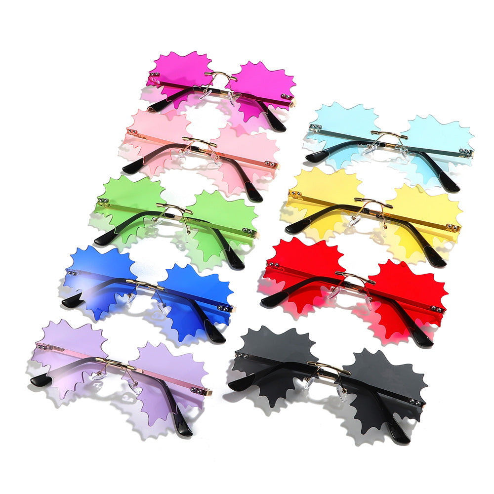 Wholesale Frameless Plant Maple Leaf Shape Fashion Sunglasses